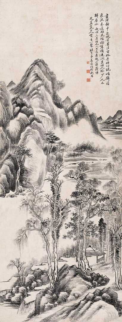 姜筠 丙戌（1886年）作 山水 立轴